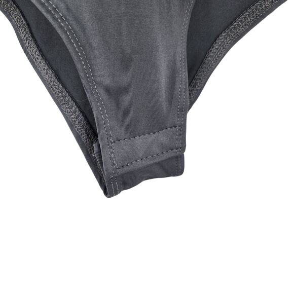 POL Gray Front Tie Sleeveless Snap Front Bodysuit - Small - Picture 3 of 5